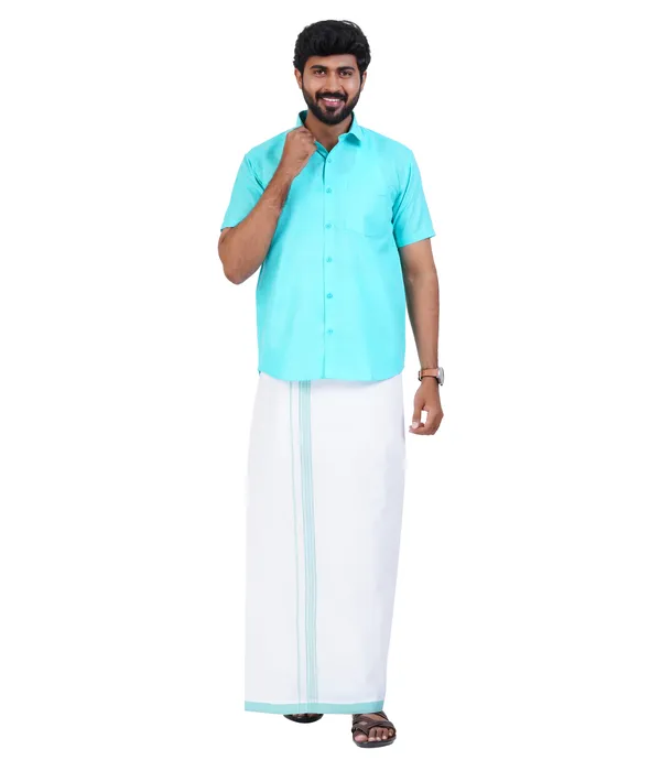 Premium_Cotton_Blend_Dhoti_Set_for_Men_with_Matching_Shirt_|_Electric_Blue_|_Traditional_South_Indian_Ethnic_Wear_|_Breathable_Comfortable_Festive_&_Daily_Wear_by_JAYRAAJ