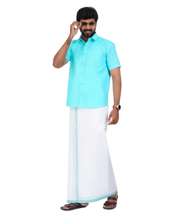 Premium_Cotton_Blend_Dhoti_Set_for_Men_with_Matching_Shirt_|_Electric_Blue_|_Traditional_South_Indian_Ethnic_Wear_|_Breathable_Comfortable_Festive_&_Daily_Wear_by_JAYRAAJ