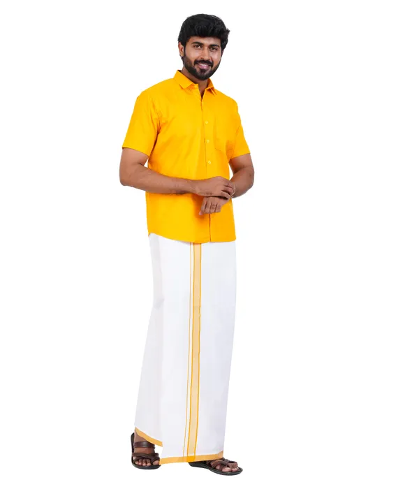 Premium_Cotton_Blend_Dhoti_Set_for_Men_with_Matching_Shirt_|_Yellow_|_Traditional_South_Indian_Ethnic_Wear_|_Breathable_Comfortable_Festive_&_Daily_Wear_by_JAYRAAJ