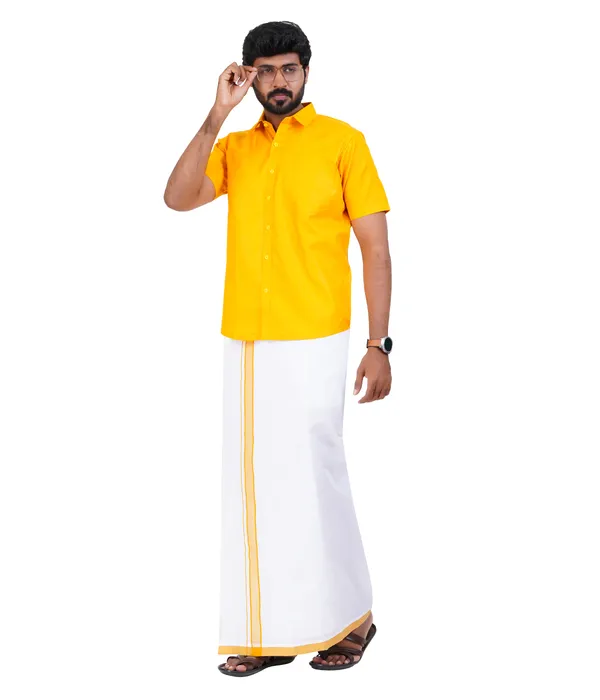 Premium_Cotton_Blend_Dhoti_Set_for_Men_with_Matching_Shirt_|_Yellow_|_Traditional_South_Indian_Ethnic_Wear_|_Breathable_Comfortable_Festive_&_Daily_Wear_by_JAYRAAJ