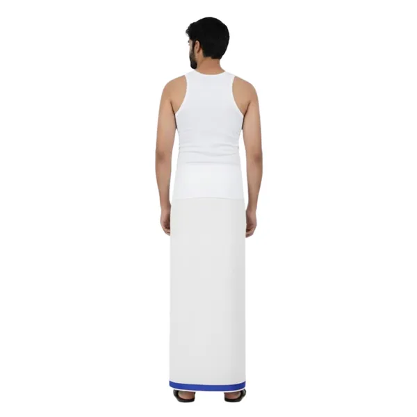 Pure_Cotton_Colour_Border_Dhoti_for_Men_|_Traditional_South_Indian_Single_Veshti/Mundu_2_Meter_|_Soft_Breathable_Fabric_with_Elegant_Border_Design_|_Daily_&_Festive_Wear_|_Colour_Border