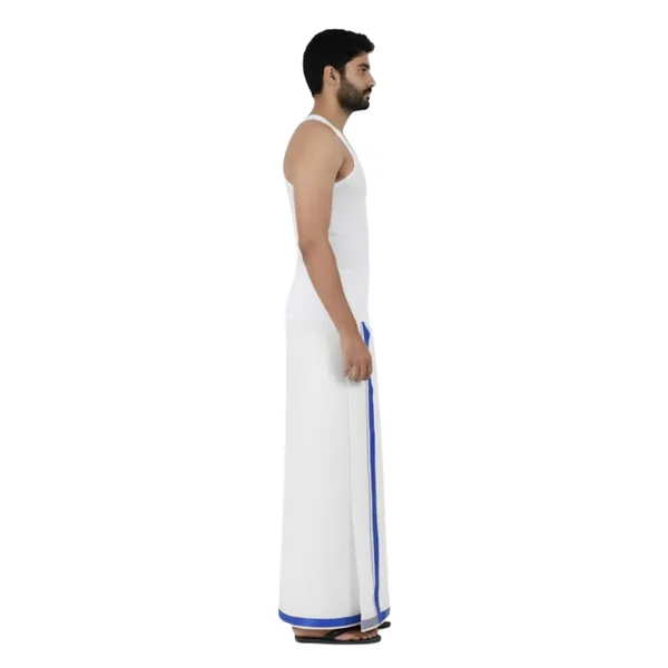 Pure_Cotton_Colour_Border_Dhoti_for_Men_|_Traditional_South_Indian_Single_Veshti/Mundu_2_Meter_|_Soft_Breathable_Fabric_with_Elegant_Border_Design_|_Daily_&_Festive_Wear_|_Colour_Border
