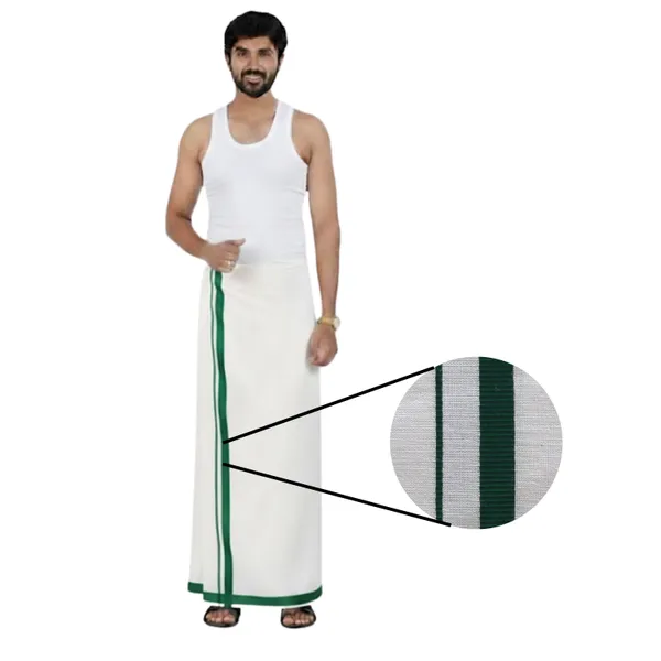 Pure_Cotton_Colour_Border_Dhoti_for_Men_|_Traditional_South_Indian_Single_Veshti/Mundu_2_Meter_|_Soft_Breathable_Fabric_with_Elegant_Border_Design_|_Daily_&_Festive_Wear_|_Colour_Border_|_Combo_of_2