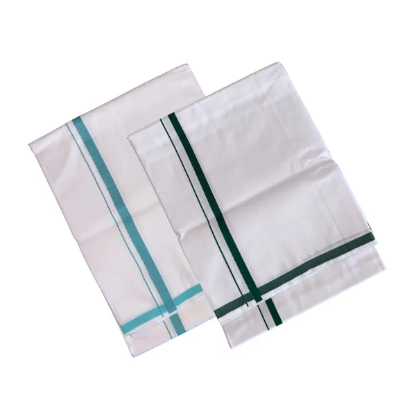 Pure_Cotton_Colour_Border_Dhoti_for_Men_|_Traditional_South_Indian_Single_Veshti/Mundu_2_Meter_|_Soft_Breathable_Fabric_with_Elegant_Border_Design_|_Daily_&_Festive_Wear_|_Colour_Border_|_Combo_of_2