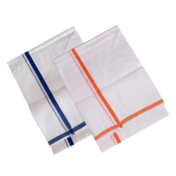 Pure_Cotton_Colour_Border_Dhoti_for_Men_|_Traditional_South_Indian_Single_Veshti/Mundu_2_Meter_|_Soft_Breathable_Fabric_with_Elegant_Border_Design_|_Daily_&_Festive_Wear_|_Colour_Border_|_Combo_of_2