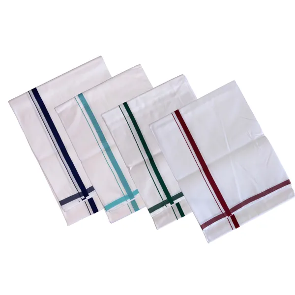 Pure_Cotton_Colour_Border_Dhoti_for_Men_|_Traditional_South_Indian_Single_Veshti/Mundu_2_Meter_|_Soft_Breathable_Fabric_with_Elegant_Border_Design_|_Daily_&_Festive_Wear_|_Colour_Border_|_Combo_of_4