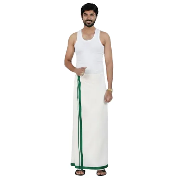 Pure_Cotton_Colour_Border_Dhoti_for_Men_|_Traditional_South_Indian_Single_Veshti/Mundu_2_Meter_|_Soft_Breathable_Fabric_with_Elegant_Border_Design_|_Daily_&_Festive_Wear_|_Colour_Border_|_Combo_of_4