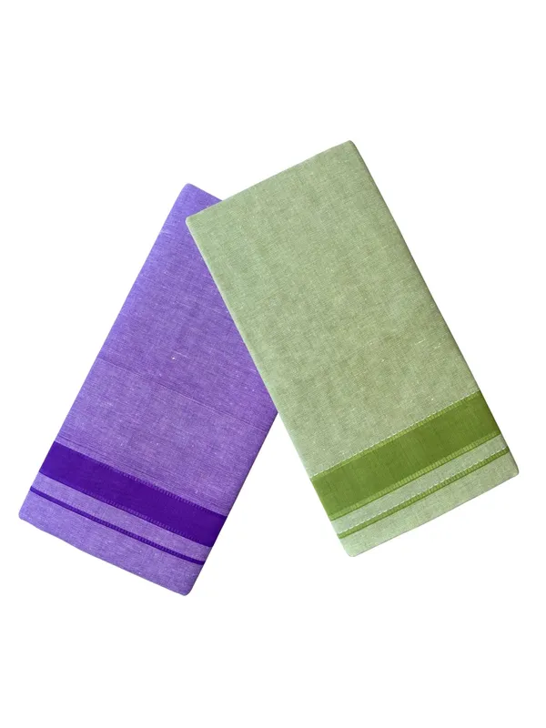 Purple_and_Light_Green_Cotton_Lungi_for_Men_Pack_of_2