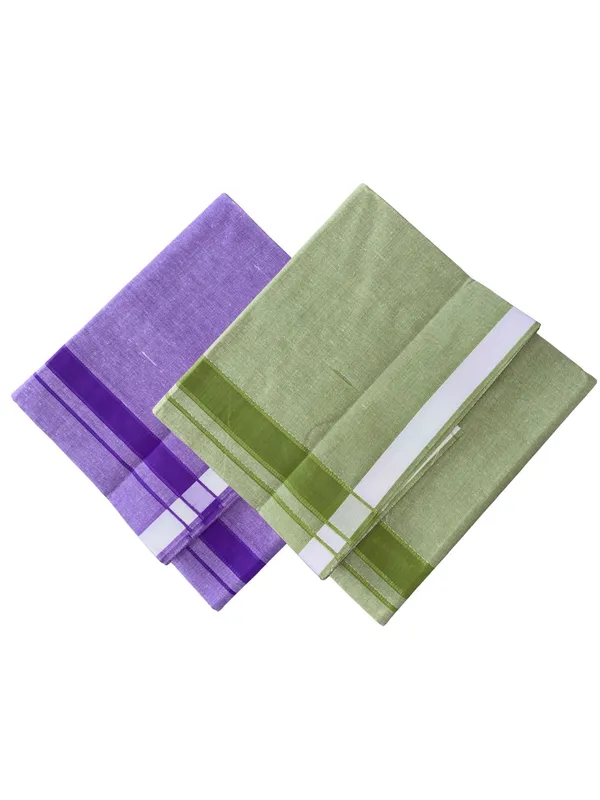 Purple_and_Light_Green_Cotton_Lungi_for_Men_Pack_of_2
