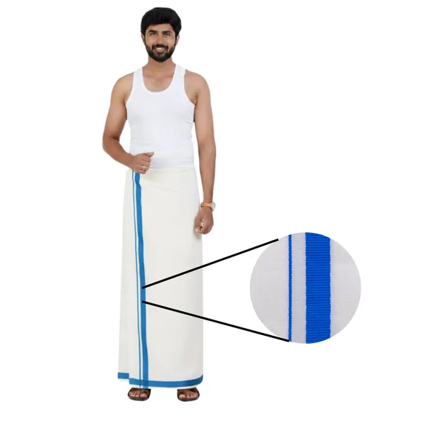 Pure_Cotton_Colour_Border_Dhoti_for_Men_|_Traditional_South_Indian_Single_Veshti/Mundu_2_Meter_|_Soft_Breathable_Fabric_with_Elegant_Border_Design_|_Daily_&_Festive_Wear_|_Colour_Border