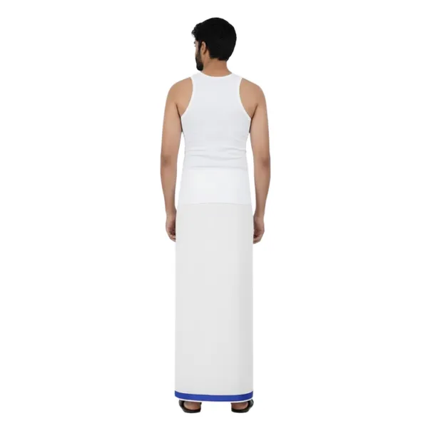 Pure_Cotton_Colour_Border_Dhoti_for_Men_|_Traditional_South_Indian_Single_Veshti/Mundu_2_Meter_|_Soft_Breathable_Fabric_with_Elegant_Border_Design_|_Daily_&_Festive_Wear_|_Colour_Border