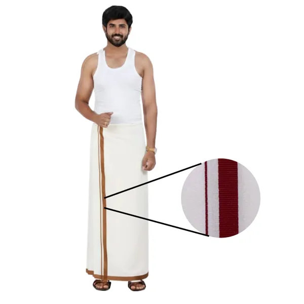 Pure_Cotton_Colour_Border_Dhoti_for_Men_|_Traditional_South_Indian_Single_Veshti/Mundu_2_Meter_|_Soft_Breathable_Fabric_with_Elegant_Border_Design_|_Daily_&_Festive_Wear_|_Colour_Border