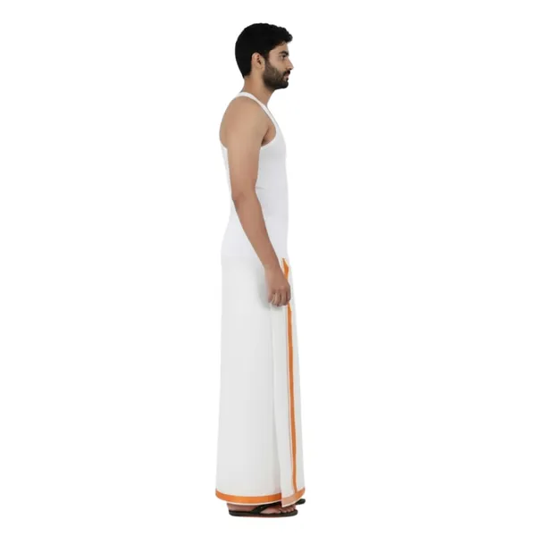 Pure_Cotton_Colour_Border_Dhoti_for_Men_|_Traditional_South_Indian_Single_Veshti/Mundu_2_Meter_|_Soft_Breathable_Fabric_with_Elegant_Border_Design_|_Daily_&_Festive_Wear_|_Colour_Border