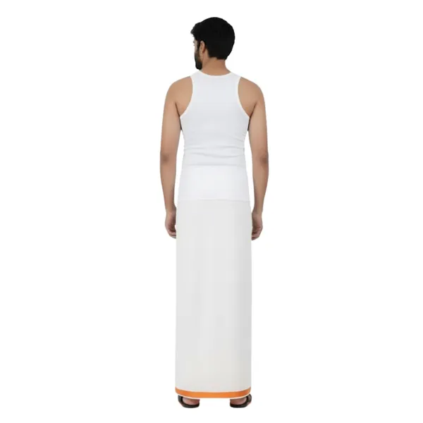 Pure_Cotton_Colour_Border_Dhoti_for_Men_|_Traditional_South_Indian_Single_Veshti/Mundu_2_Meter_|_Soft_Breathable_Fabric_with_Elegant_Border_Design_|_Daily_&_Festive_Wear_|_Colour_Border