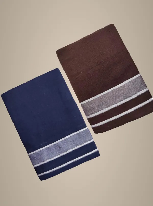 Brown_And_Blue_Cotton_Lungi_For_Men_Pack_Of_2