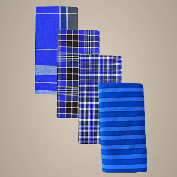 Men's_Cotton_Lungi_(Blue_Checked_Lungi_|_Combo_pack_of_4_|_Free_Size)