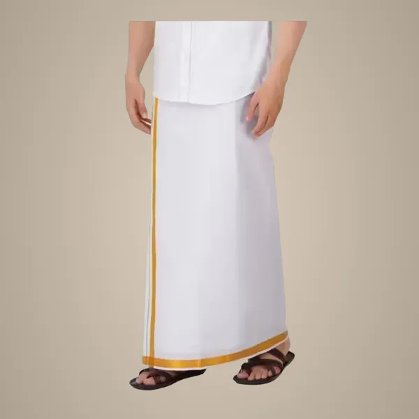 JAYRAAJ_Gold_Border_Dhoti_for_Men|_Traditional_Ethnic_Wear_|_8_Mulam_or_4Mtrs_|_Comfortable_Wrap_for_Daily_&_Festive_Use