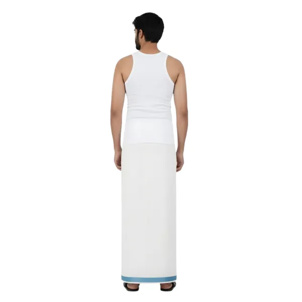 Pure_Cotton_Colour_Border_Dhoti_for_Men_|_Traditional_South_Indian_Single_Veshti/Mundu_2_Meter_|_Soft_Breathable_Fabric_with_Elegant_Border_Design_|_Daily_&_Festive_Wear_|_Colour_Border