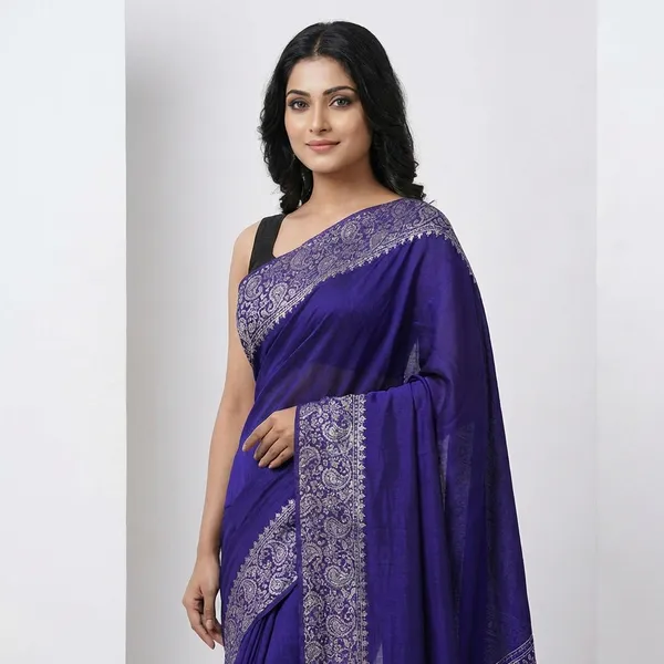 Purple_Bandhani_Saree_With_Silver_Border