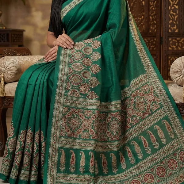 Elegant_Teal_Green_Saree_With_Intricate_Border_Embroidery
