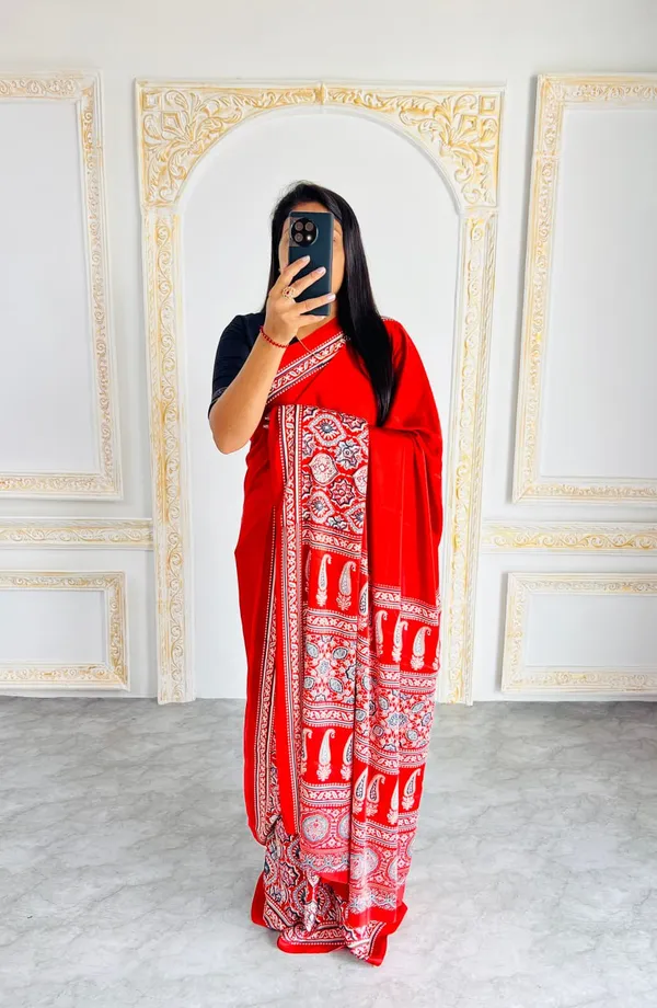 Traditional_Red_Baluchari_Saree_With_Intricate_Silver_Zari_Work