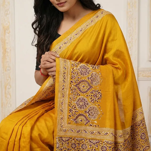 Traditional_Mustard_Yellow_Saree_With_Intricate_Embroidery_And_Zari_Work