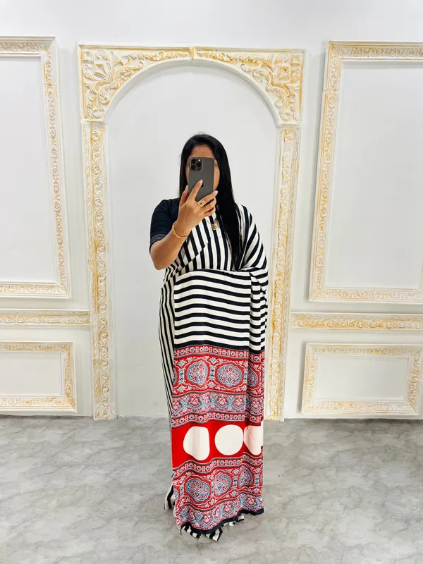 Black_And_White_Striped_Ethnic_Abaya_With_Red_Paisley_Border