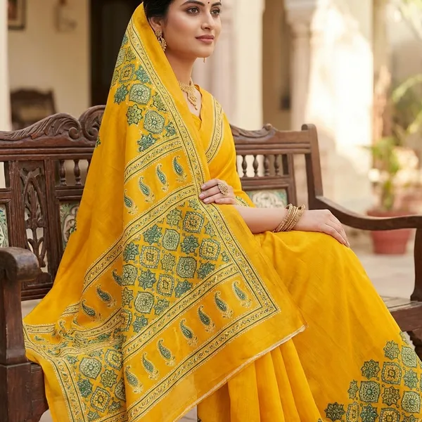 Yellow_Saree_With_Intricate_Embroidery_And_Border_Work