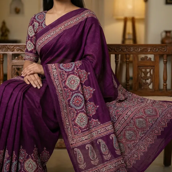 Purple_Velvet_Embroidered_Saree_With_Golden_Detailing