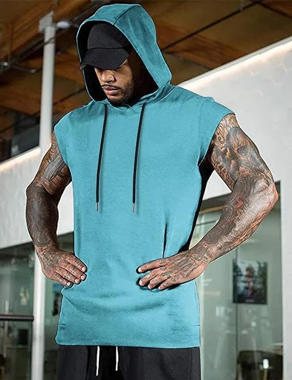 Men_S_Short_Sleeve_Hoodie_With_Kangaroo_Pocket_And_Muscle_Fit_Hoodie_For_Men_Breathable_Turquoise_Gym_Hoodie