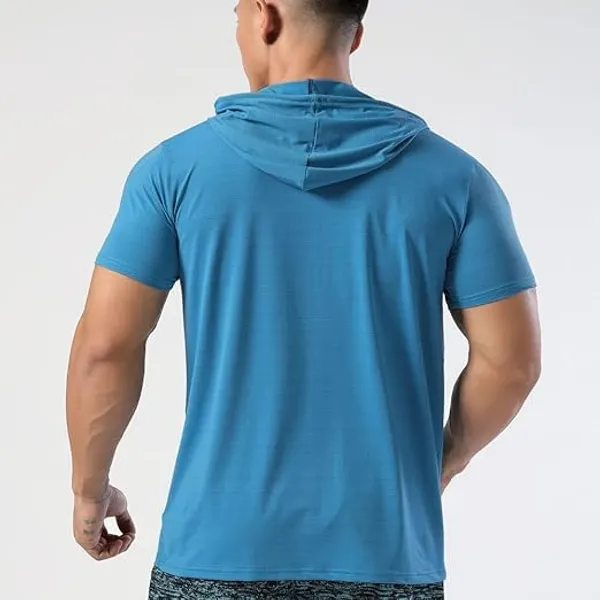 Men_S_Short_Sleeve_Hoodie_With_Kangaroo_Pocket_And_Muscle_Fit_Hoodie_For_Men_Breathable_Turquoise_Gym_Hoodie
