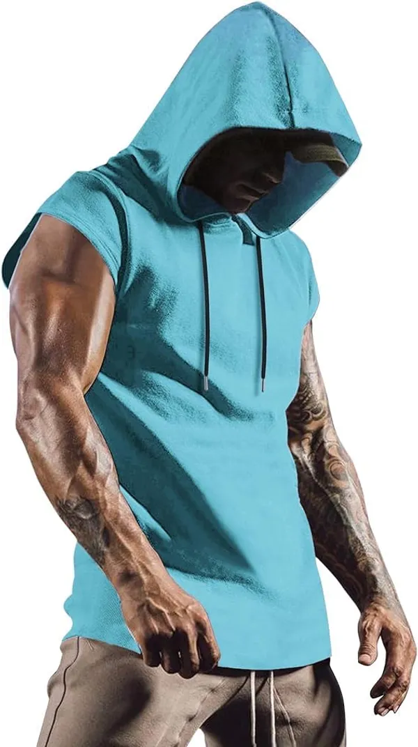 Men_S_Short_Sleeve_Hoodie_With_Kangaroo_Pocket_And_Muscle_Fit_Hoodie_For_Men_Breathable_Turquoise_Gym_Hoodie