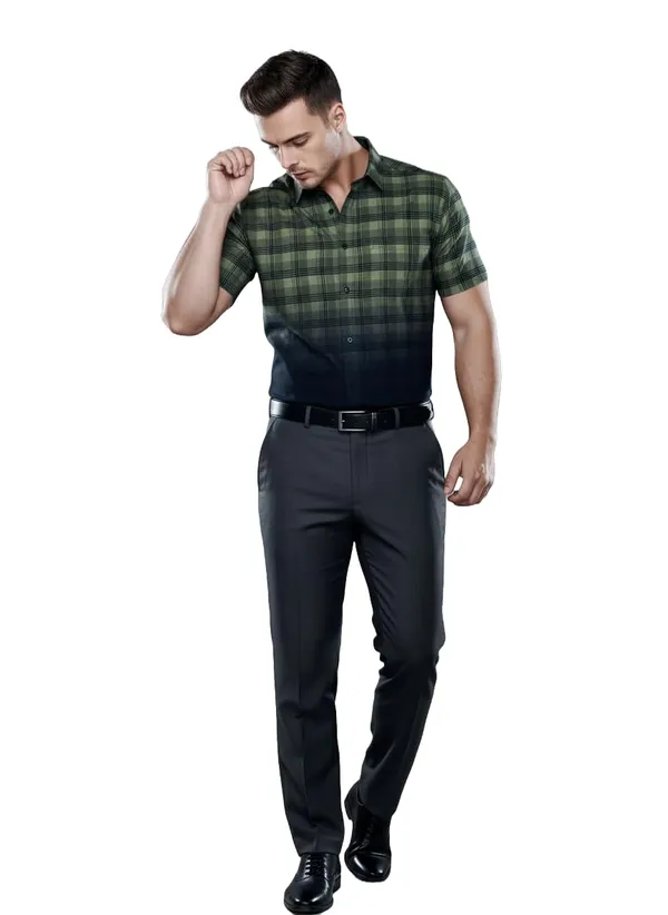 Men_S_Gradient_Checked_Short_Sleeve_Shirt_Men_S_Checked_Short_Sleeve_Shirt