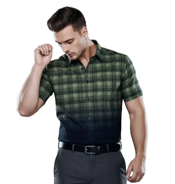 Men_S_Gradient_Checked_Short_Sleeve_Shirt_Men_S_Checked_Short_Sleeve_Shirt