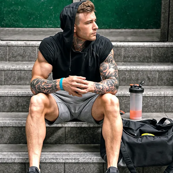 Hot_Button_Short_Sleeve_Hoodie_For_Men_Casual_Lightweight_Sweatshirts_With_Kangaroo_Pocket