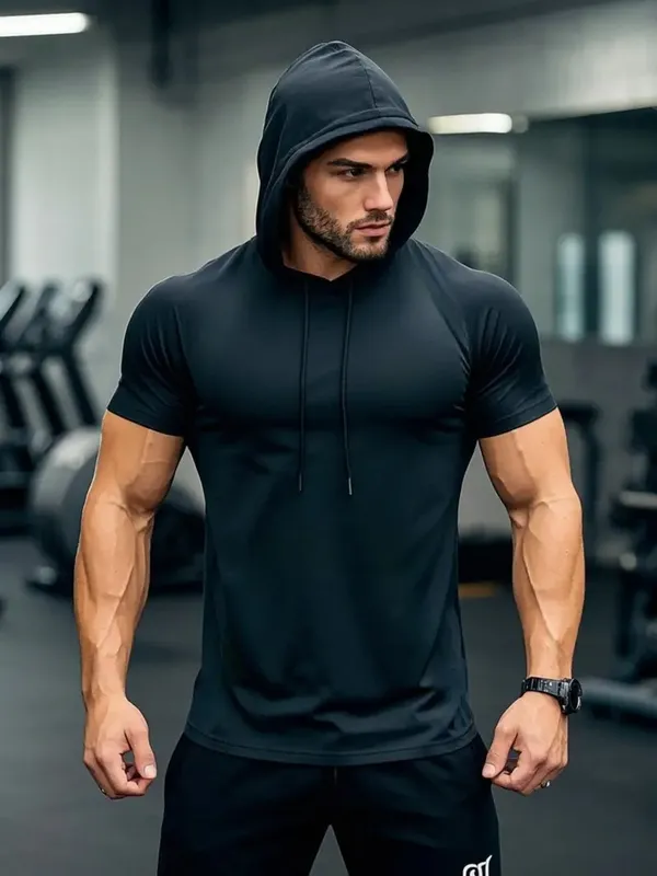 Hot_Button_Short_Sleeve_Hoodie_For_Men_Casual_Lightweight_Sweatshirts_With_Kangaroo_Pocket