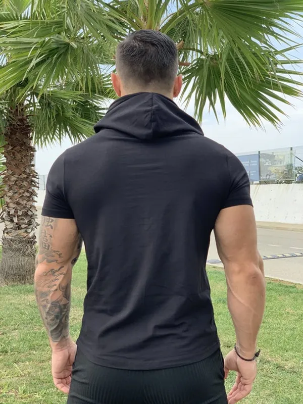 Hot_Button_Short_Sleeve_Hoodie_For_Men_Casual_Lightweight_Sweatshirts_With_Kangaroo_Pocket