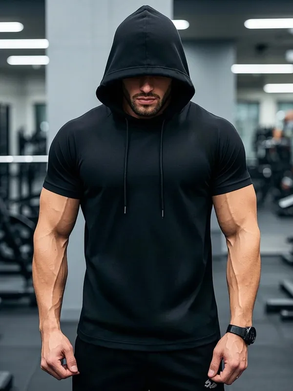Hot_Button_Short_Sleeve_Hoodie_For_Men_Casual_Lightweight_Sweatshirts_With_Kangaroo_Pocket