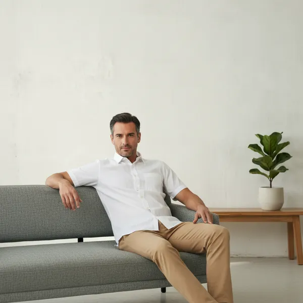 D_Cot_Men's_Executive_White_Dobby_Textured_Cotton_Shirt_|_Half-Sleeve_loose_Fit_Office_Wear_|_Premium_Breathable_&_Formal_White_Shirt_for_Men_with_Front_Pocket
