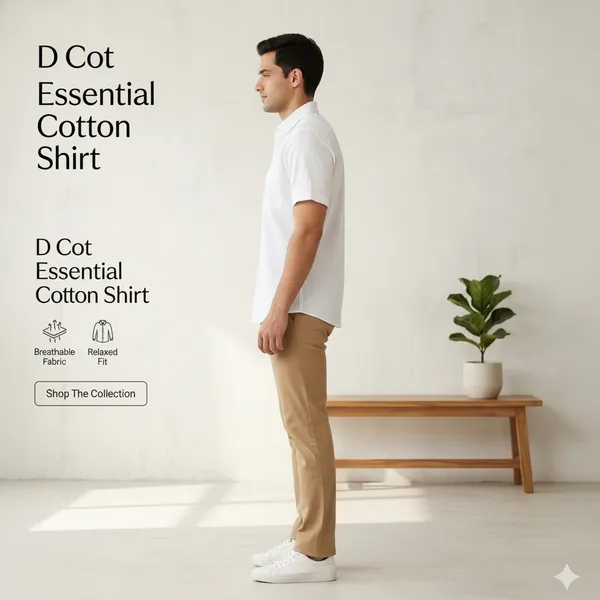 D_Cot_Men's_Executive_White_Dobby_Textured_Cotton_Shirt_|_Half-Sleeve_loose_Fit_Office_Wear_|_Premium_Breathable_&_Formal_White_Shirt_for_Men_with_Front_Pocket