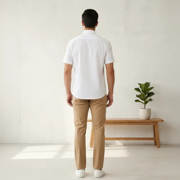 D_Cot_Men's_Executive_White_Dobby_Textured_Cotton_Shirt_|_Half-Sleeve_loose_Fit_Office_Wear_|_Premium_Breathable_&_Formal_White_Shirt_for_Men_with_Front_Pocket