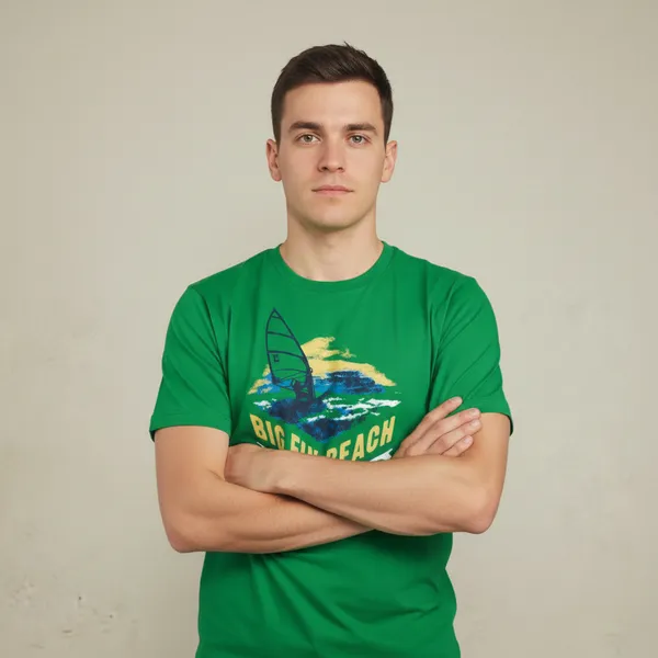 Hot_Button_Men_Green_Graphic_Printed_T-Shirt_|_Casual_Beach_Theme_Cotton_T-Shirt_for_Men_|_Regular_Fit_Round_Neck_Tee