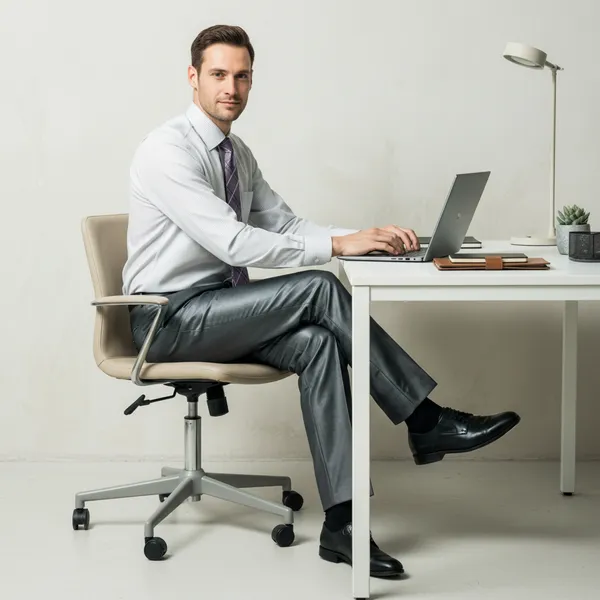 Hot_Button_Men's_Executive_Charcoal_Grey_Metallic-Finish_Formal_Trousers_|_Slim_Fit_Flat_Front_Dress_Pants_|_Crease-Resistant_Professional_Office_Wear_for_Men