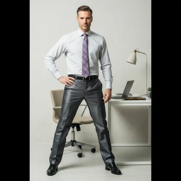 Hot_Button_Men's_Executive_Charcoal_Grey_Metallic-Finish_Formal_Trousers_|_Slim_Fit_Flat_Front_Dress_Pants_|_Crease-Resistant_Professional_Office_Wear_for_Men