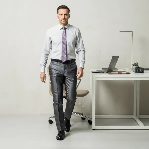 Hot_Button_Men's_Executive_Charcoal_Grey_Metallic-Finish_Formal_Trousers_|_Slim_Fit_Flat_Front_Dress_Pants_|_Crease-Resistant_Professional_Office_Wear_for_Men