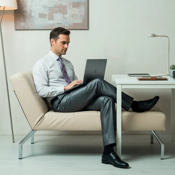 Hot_Button_Men's_Executive_Charcoal_Grey_Metallic-Finish_Formal_Trousers_|_Slim_Fit_Flat_Front_Dress_Pants_|_Crease-Resistant_Professional_Office_Wear_for_Men