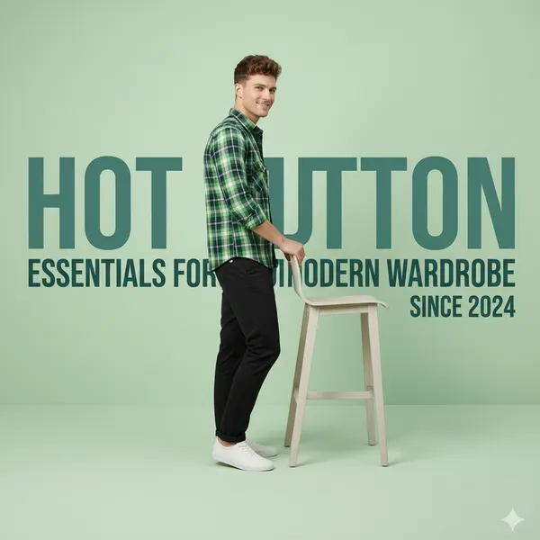 Hot_Button_Men's_Green_Checkered_Slim_Fit_Cotton_Shirt_|_Casual_Plaid_Flannel_with_Dual_Chest_Pockets_|_Premium_Full_Sleeve_Western_Wear