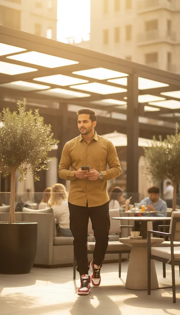 Hot_Button_Men's_Premium_Olive_Golden_Slim_Fit_Casual_Shirt_|_High-Density_Paper_Cotton_Full_Sleeve_Shirt_|_Stylish_Solid_Formal_&_Party_Wear