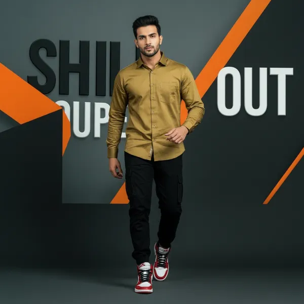 Hot_Button_Men's_Premium_Olive_Golden_Slim_Fit_Casual_Shirt_|_High-Density_Paper_Cotton_Full_Sleeve_Shirt_|_Stylish_Solid_Formal_&_Party_Wear