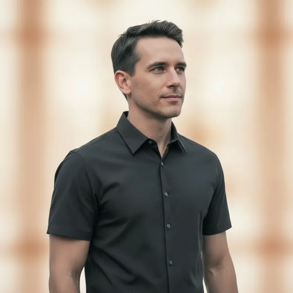 Mens_Premium_Charcoal_Grey_Blue_Half_Sleeve_Casual_Shirt_And_Regular_Fit_Cotton_Blend_Button_Down